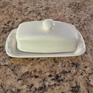 Longaberger Ivory Covered Butter Dish